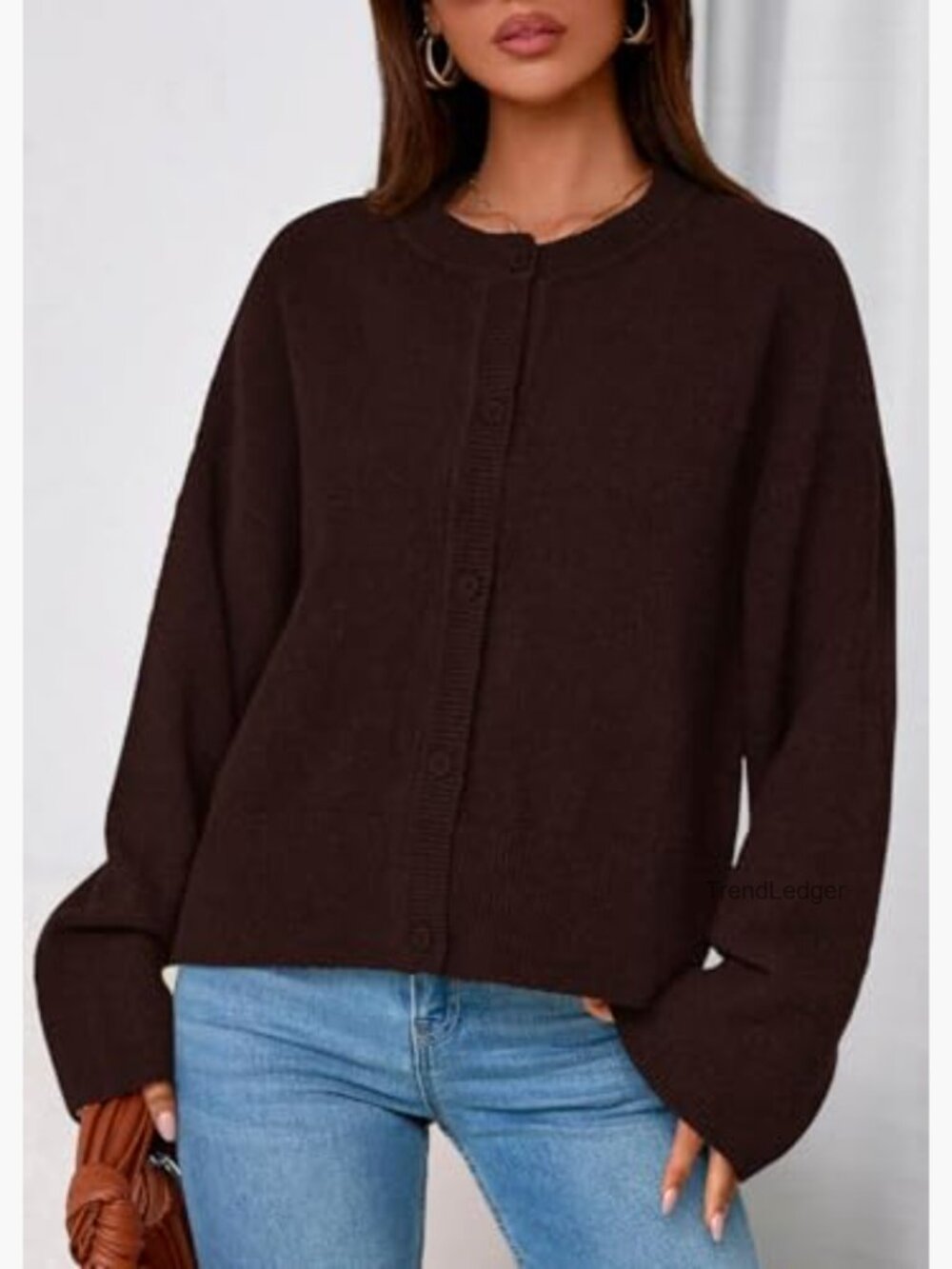 Oversized Chunky Cable Knit Cardigan Sweater Open Front Bell Sleeves - Picture 6 of 7